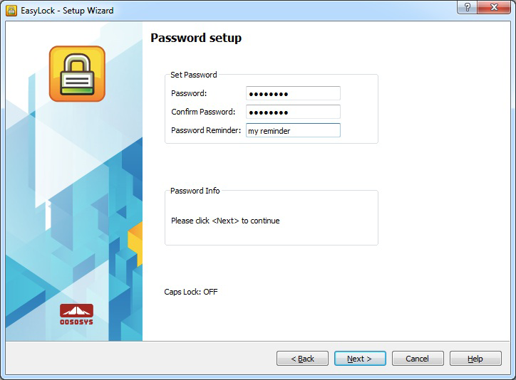 EasyLock Password Setup