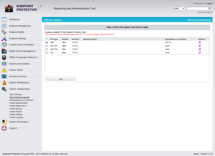 Endpoint Protector 4 Client Software Upgrade