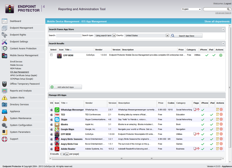 Endpoint Protector 4 Mobile Application Management