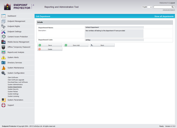 Endpoint Protector 4 System Departments