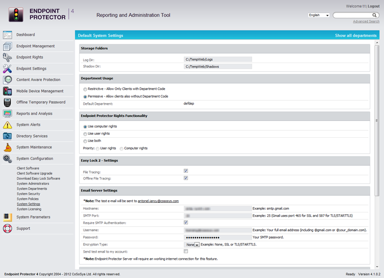 Endpoint Protector 4 System Settings