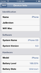 iPhone 5 device info