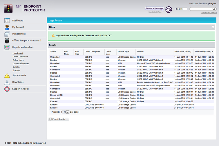 My Endpoint Protector Logs Reports