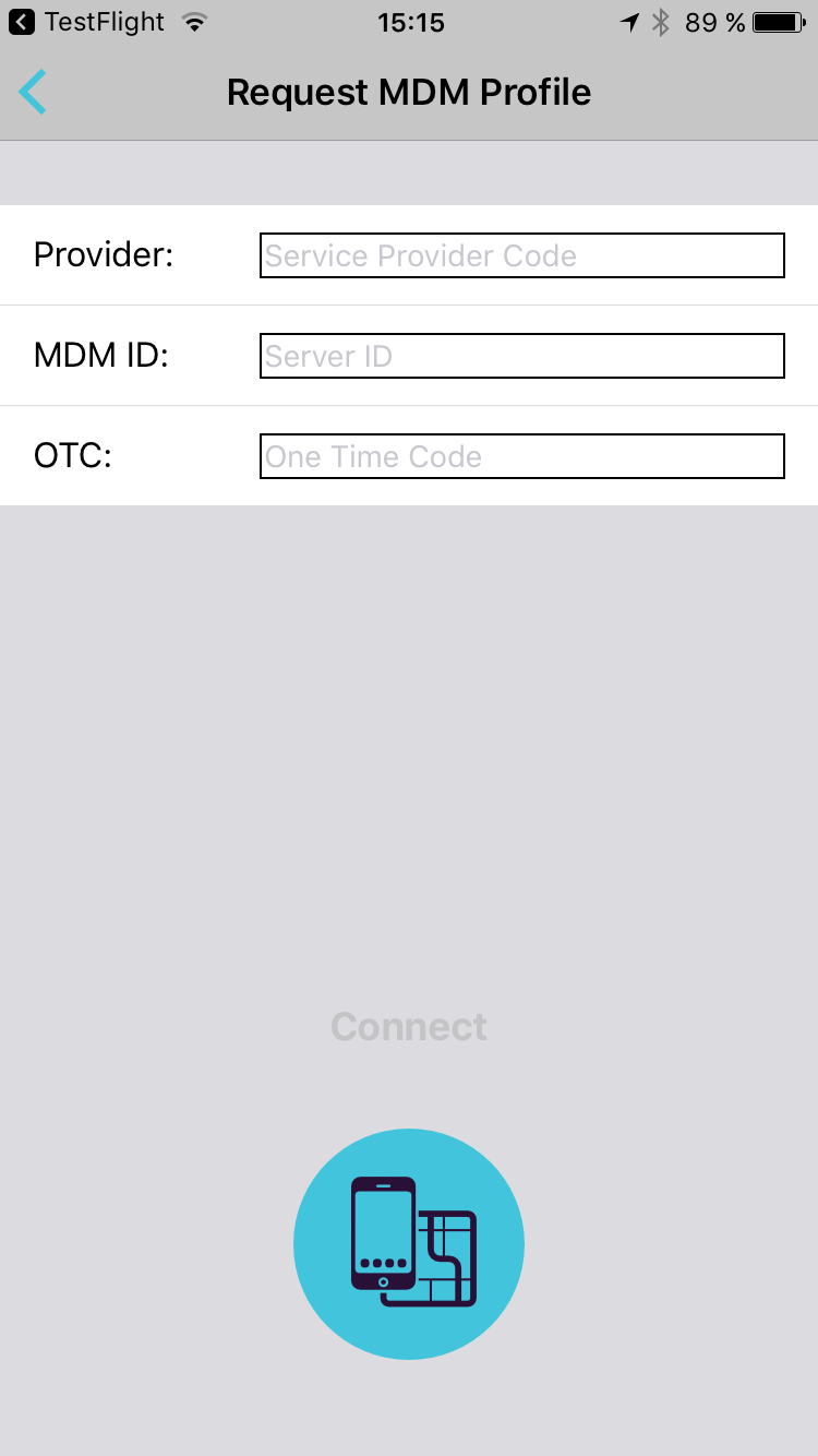 When deploying the EPP MDM app for iOS, where do I get the needed information for the Request MDM Profile step?