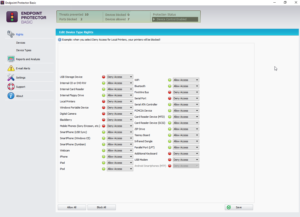 Standalone Device Control and DLP for Small Offices or Home Use