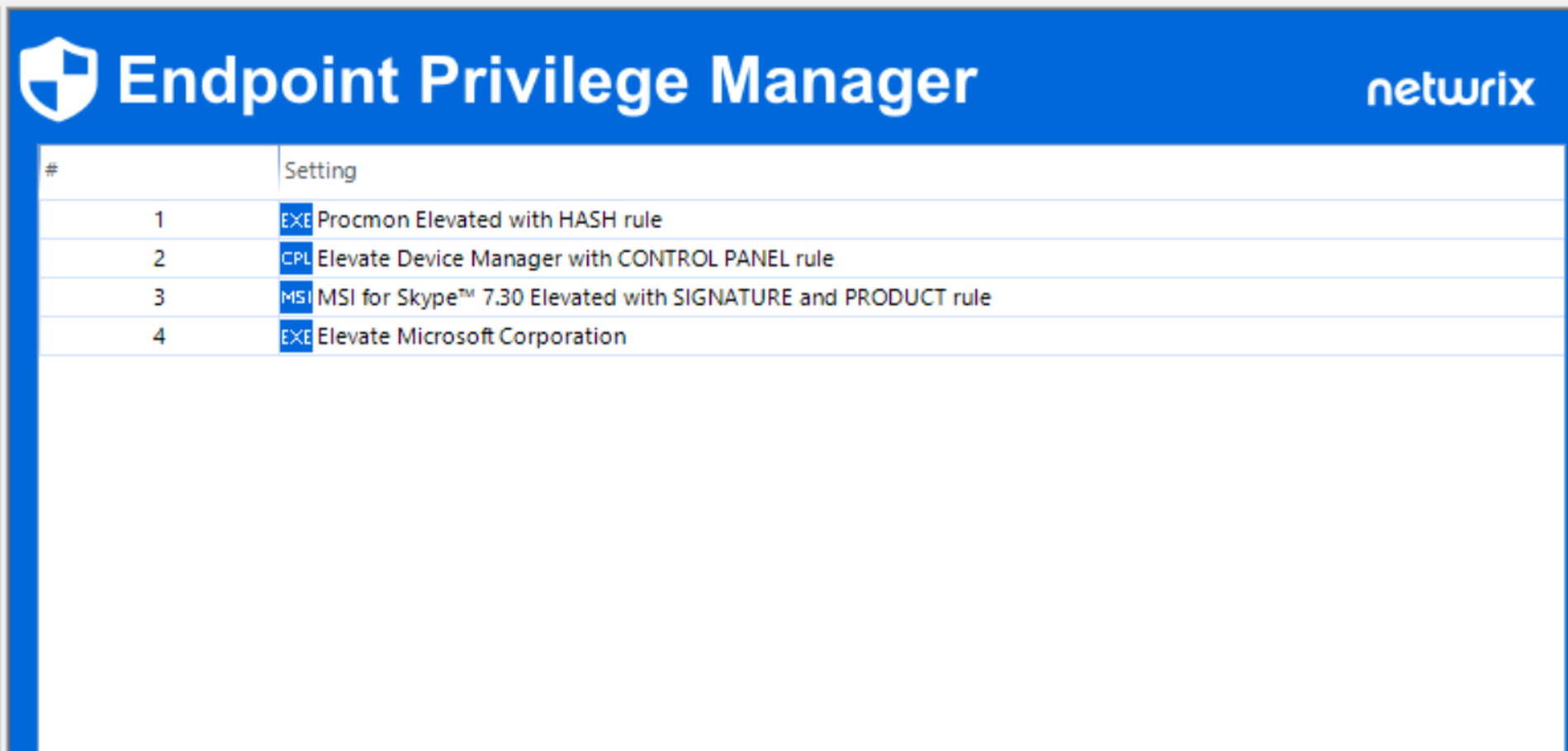 Least Privilege Management Software for Windows (detail)